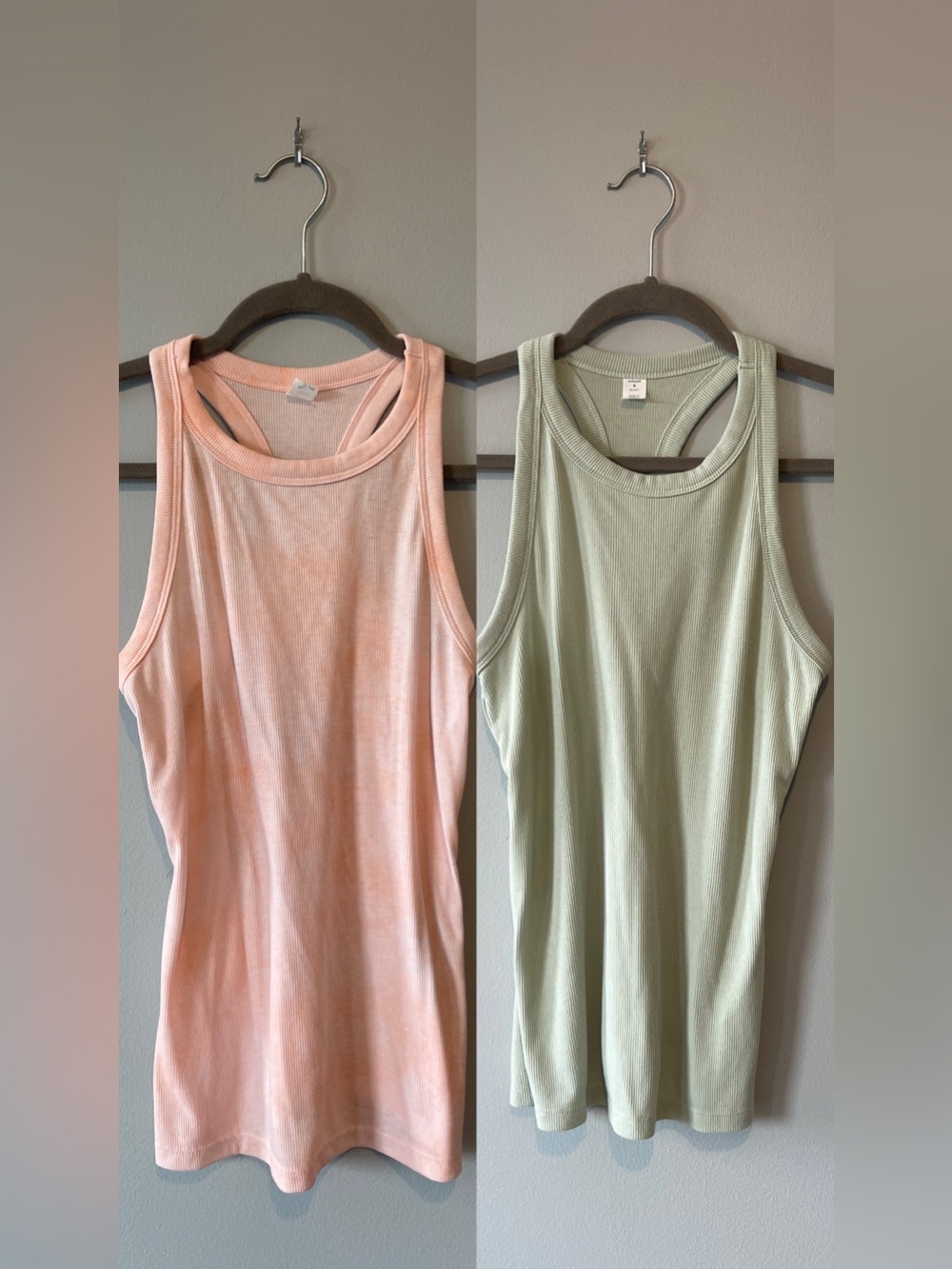 OLD NAVY- Two Go-Dry Ribbed Tank Top (light pink and mint green)